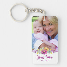 New Grandma Elegant Flowers| Foto Sleutelhanger