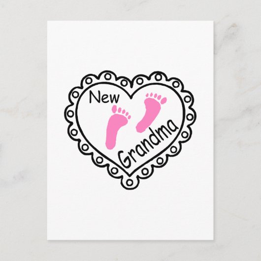 New Grandma Pink Heart Briefkaart (Voorkant)