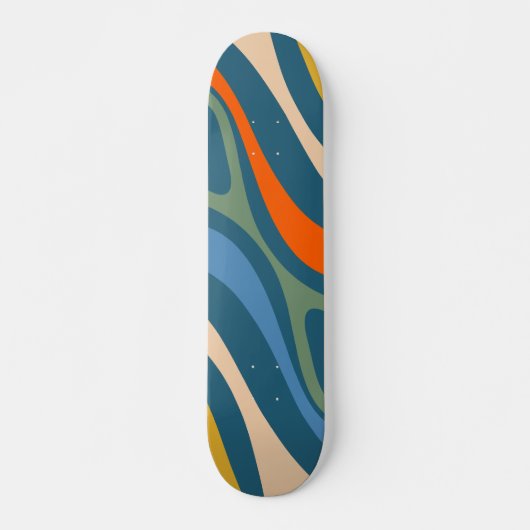 New Groove Retro Abstract Multicolor Patroon Skateboard (Voorkant)