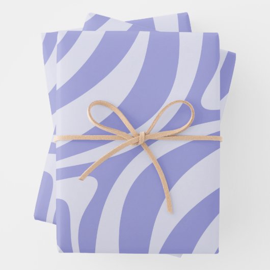 New Groove Retro Abstract Swirl Pattern Paars Inpakpapier Vel (In situ)