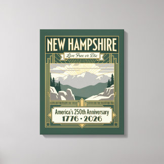 New Hampshire Art Deco Amerika 250ste verjaardag Canvas Afdruk