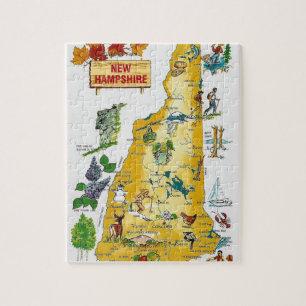 New Hampshire Briefkaart Kaart Jigsaw Puzzel