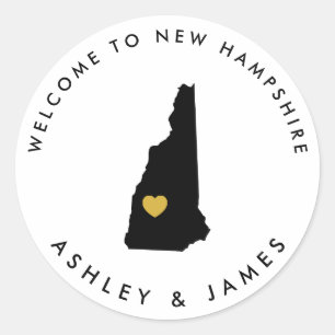 New Hampshire bruiloft welkom Sticker Label, zwart