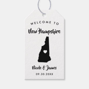 New Hampshire bruiloft welkomsttas Labels, kaart Cadeaulabel