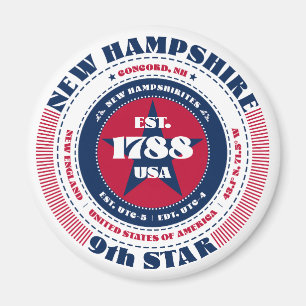 New Hampshire Circle Typographie Souvenir Magnet
