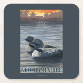 New Hampshire Common Loon Vierkante Kartonnen Onderzetter (Voorkant)