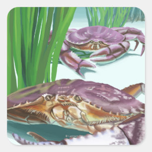 New Hampshire Crab en Fisherman Vierkante Sticker