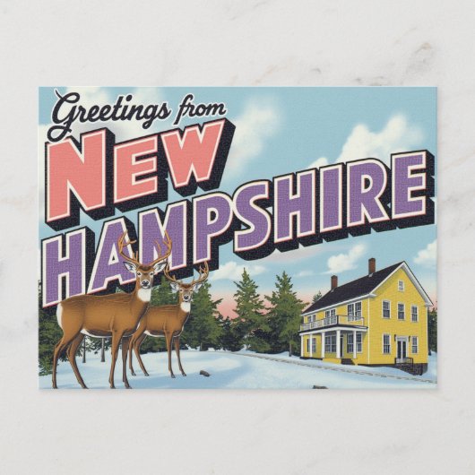 New Hampshire Deer Winter Scene Briefkaart (Voorkant)
