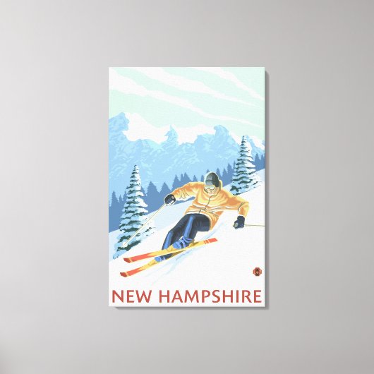 New Hampshire Downhill Skier Scene Canvas Afdruk (Voorkant)