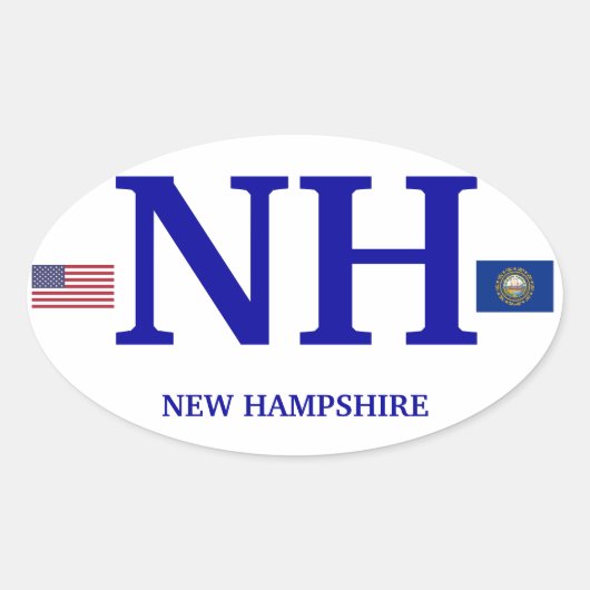 New Hampshire* Europese ovale Sticker (Voorkant)