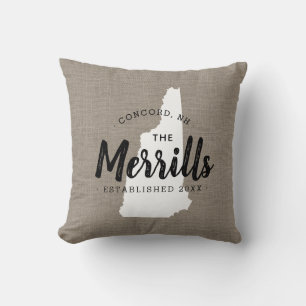 New Hampshire Family Monogram State Sierkussen