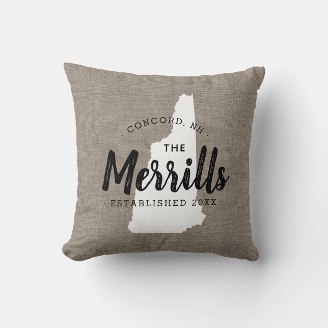 New Hampshire Family Monogram State Sierkussen (Voorkant)