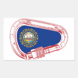 New Hampshire Flag Climate Carabiner Rechthoekige Sticker