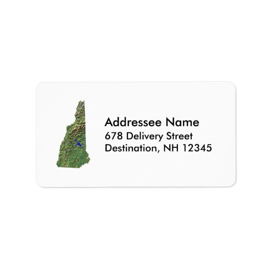 New Hampshire kaart adreslabel Etiket (Voorkant)