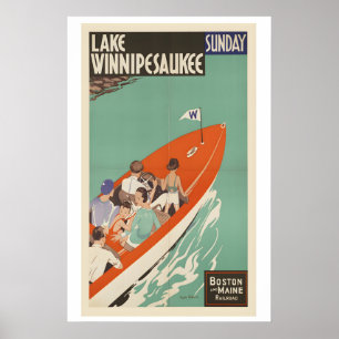 New Hampshire Lake Winnipesaukee Oude Reisposter Poster