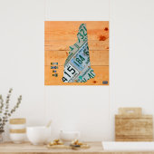 New Hampshire License Bord Map Poster (Keuken)
