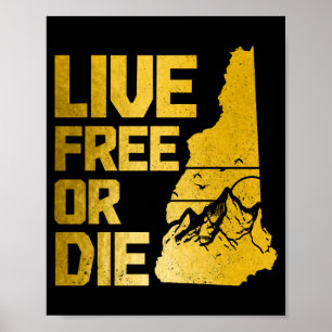 New hampshire live or die vintage berg trots poster