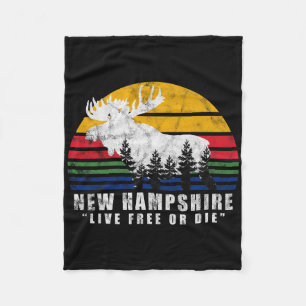New Hampshire Live Or Die Vintage Moose Forest Fleece Deken