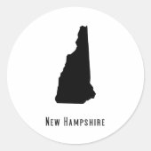 New Hampshire Map - Black and White Modern Ronde Sticker (Voorkant)