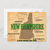 New Hampshire Map Briefkaart (Voorkant / Achterkant)
