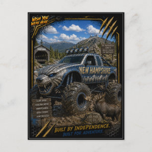 New Hampshire Monster Truck Off Road Kunst Briefkaart