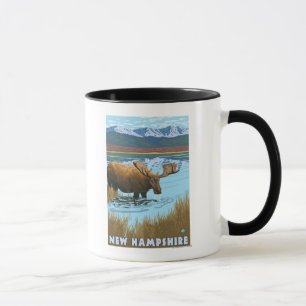 New Hampshire Moose Drink in Lake Mok
