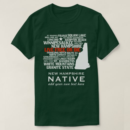 New Hampshire Native Live Free of Die T-shirt (Design voorkant)