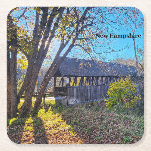New Hampshire Park Bridge Vierkante Kartonnen Onderzetter