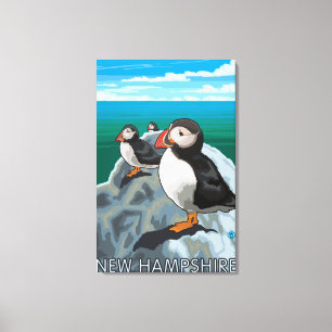 New Hampshire Puffins Scene Canvas Afdruk