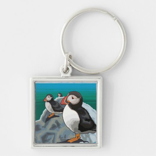 New Hampshire Puffins Scene Sleutelhanger (Voorkant)