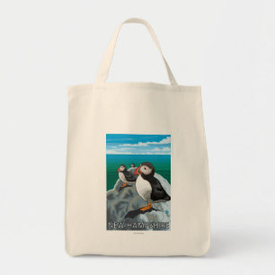 New Hampshire Puffins Scene Tote Bag
