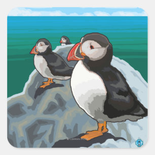 New Hampshire Puffins Scene Vierkante Sticker