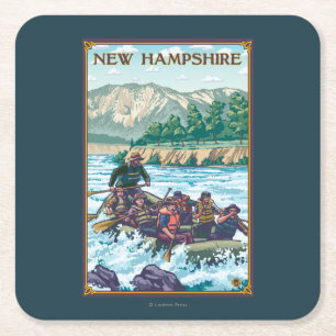 New Hampshire Rafting Scene Vierkante Kartonnen Onderzetter