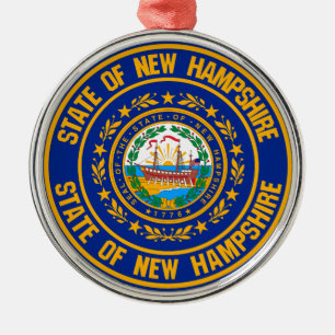 New Hampshire Round Embleem Metalen Ornament