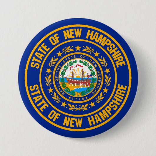 New Hampshire Round Emblem Ronde Button 7,6 Cm (Voorkant)