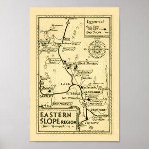  New Hampshire Ski Kaart Afdrukken Poster