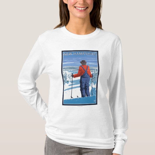 New Hampshire Skier Admiring Uitzicht T-shirt (Voorkant)