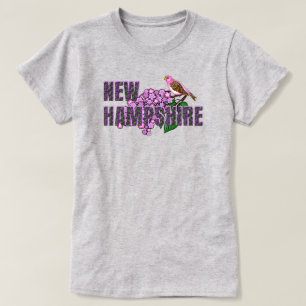 New Hampshire Staatsymbolen Paarse Vink & Sering T-shirt
