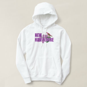 New Hampshire Staatsymbolen Paarse Vink & Seringen Hoodie