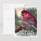 New Hampshire State Bird Paarse vink Briefkaart (Voorkant / Achterkant)