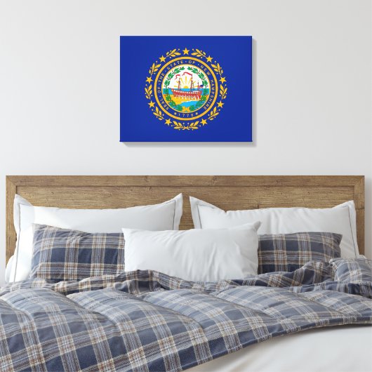New Hampshire State Flag Design Canvas Afdruk (Insitu (Slaapkamer))