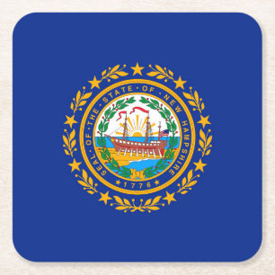New Hampshire State Flag Design Vierkante Kartonnen Onderzetter