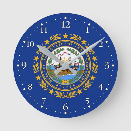 New Hampshire State Flag Ronde Klok (Voorkant)