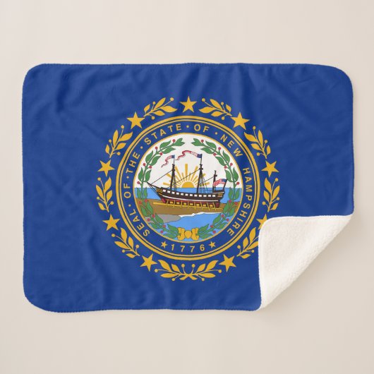 New Hampshire State Flag Sherpa Deken (Voorkant (horizontaal))
