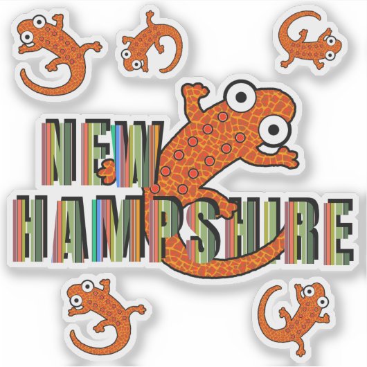 New Hampshire State Symbol Red Spotted Newt Stripe Sticker (Voorkant)
