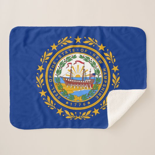 New Hampshire State Vlag Print Patriottisch Sherpa Deken (Voorkant (horizontaal))