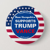 New Hampshire STEUNT TRUMP VANCE Ronde Button 7,6 Cm (Voorkant)