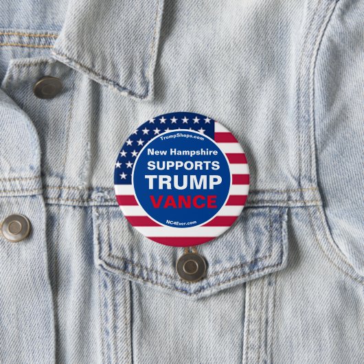 New Hampshire STEUNT TRUMP VANCE Ronde Button 7,6 Cm (In situ)