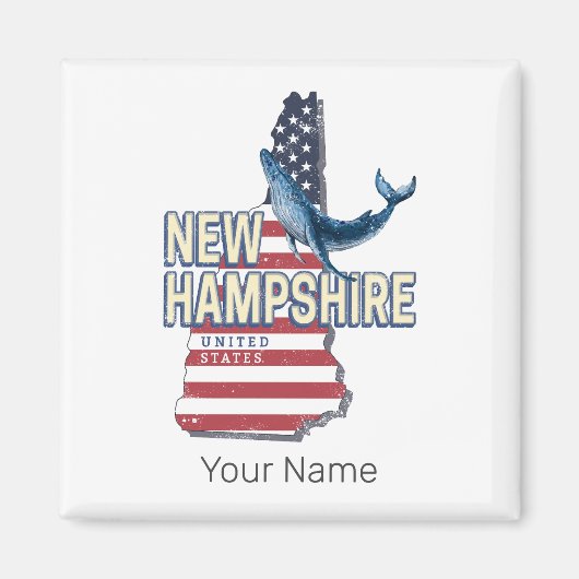 New Hampshire Verenigde Staten Retro State Kaart Magneet (Voorkant)