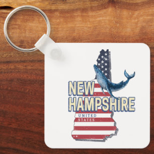New Hampshire Verenigde Staten Retro State Kaart Sleutelhanger